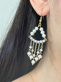 Aqua Lumière | Blue Lace Agate & Pearl Tassel Earrings