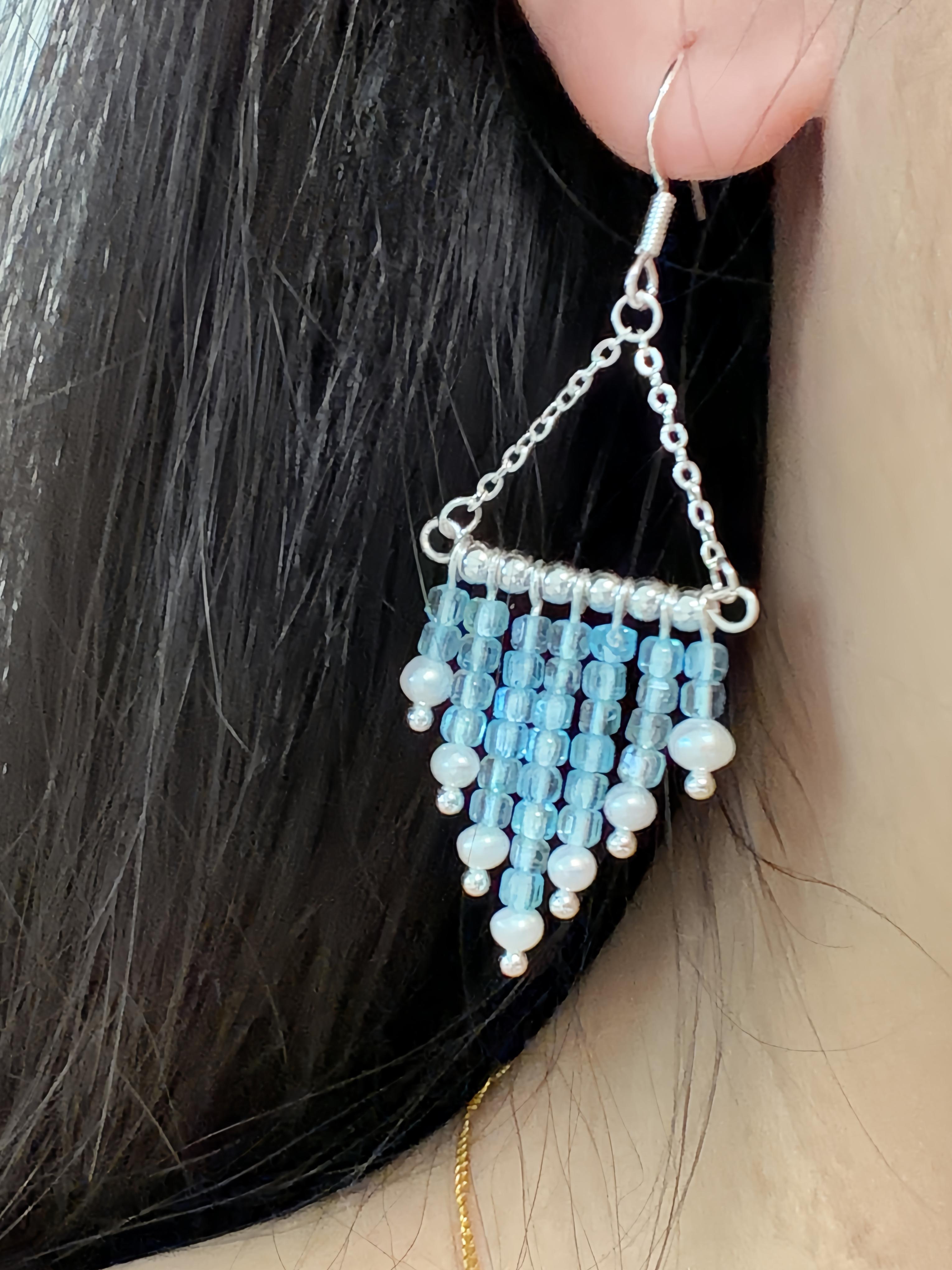 Handmade Blue Topaz Chandelier Earrings