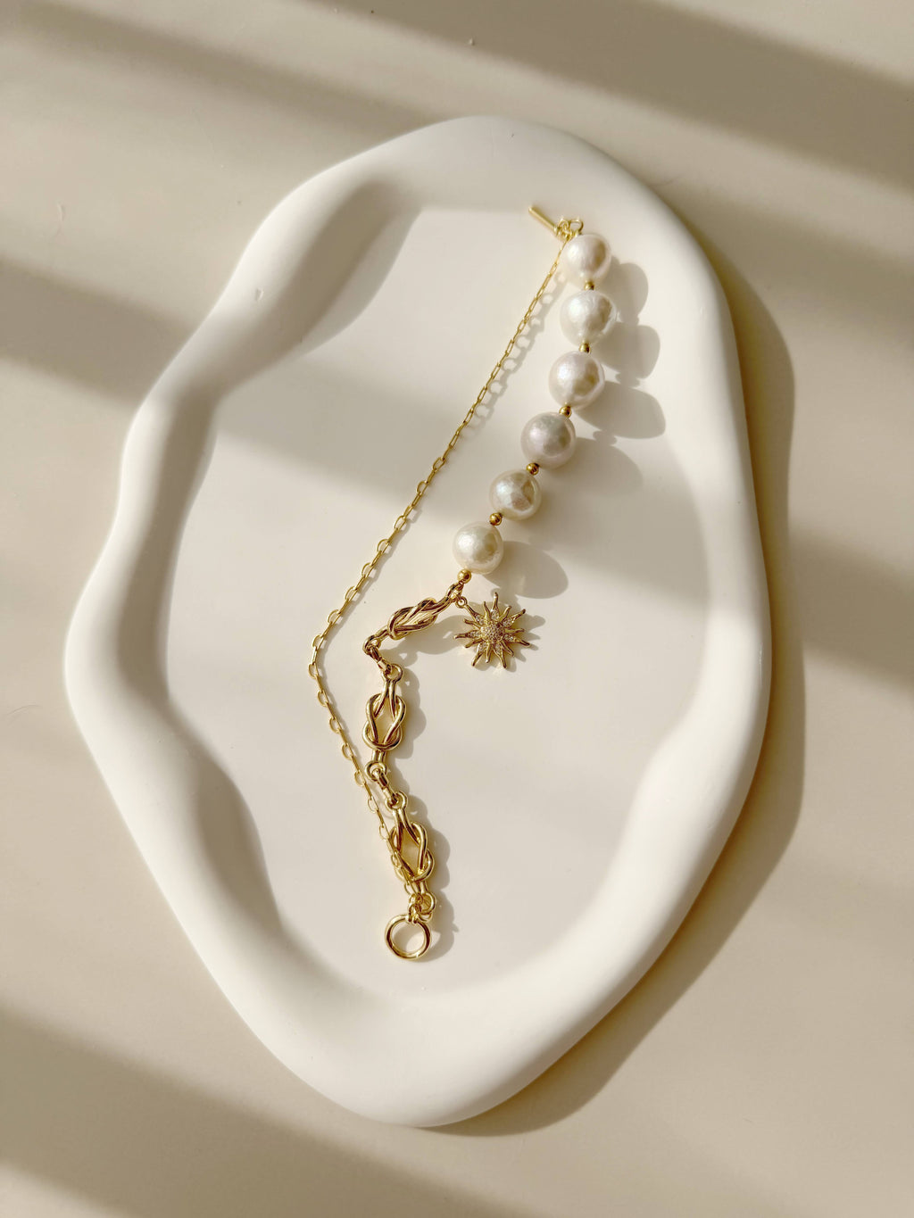 Lumière d’Été | Pearl & Sun Layered Bracelet
