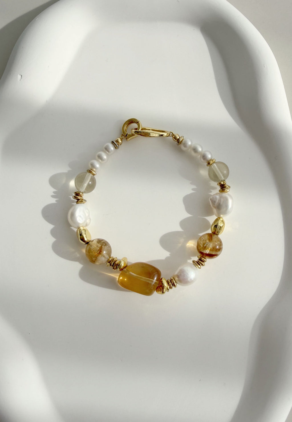 Solstice Honey | Multi Sunlit Citrine & Baroque Pearl Bracelet
