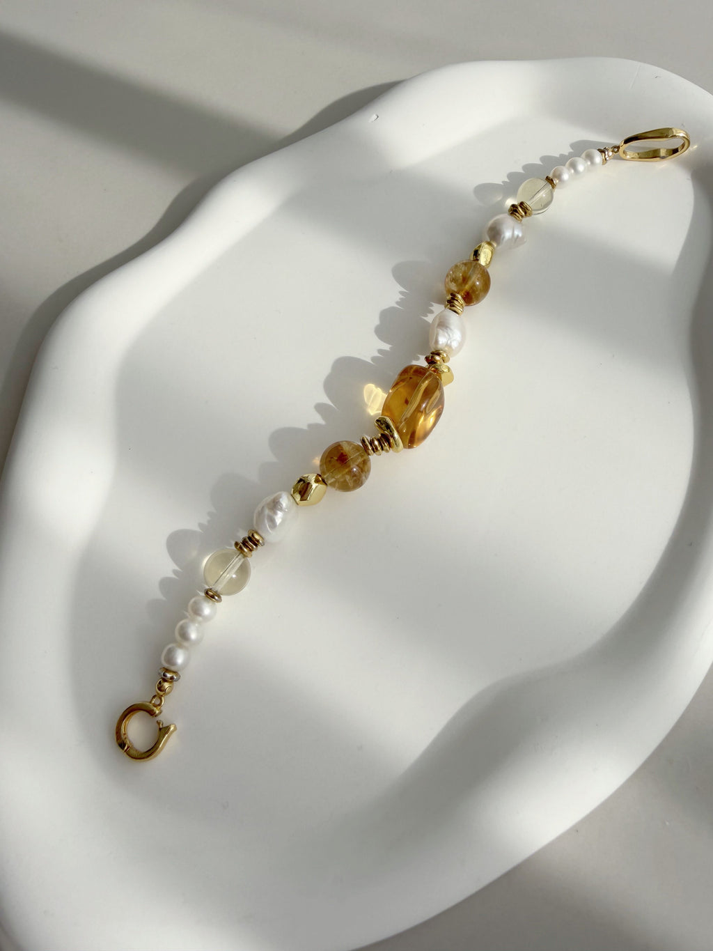 Solstice Honey | Multi Sunlit Citrine & Baroque Pearl Bracelet