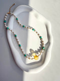 Sunlit Citrine & Turquoise Handcrafted Freshwater Pearl Necklace