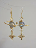 Stellar Dream Hand-Wired Grey Moonstone Star Earrings