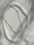 Ocean Breeze Handcrafted Aquamarine, Clear Quartz & Freshwater Pearl Necklace