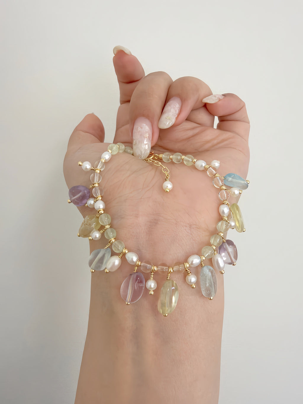 Rainbow Cascade Handcrafted Gemstone & Pearl Bracelet